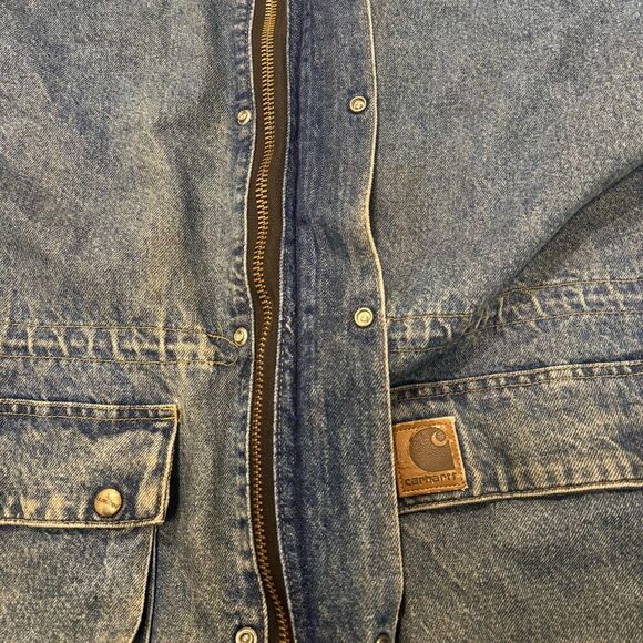 Vintage Carhartt Denim Chore Coat Mens XL Quilted Lined Made USA C45DST 90s - Picture 4 of 11